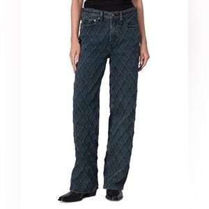 Rag & bone Logan Mid Rise Wide Leg Jeans In Karina Quilted